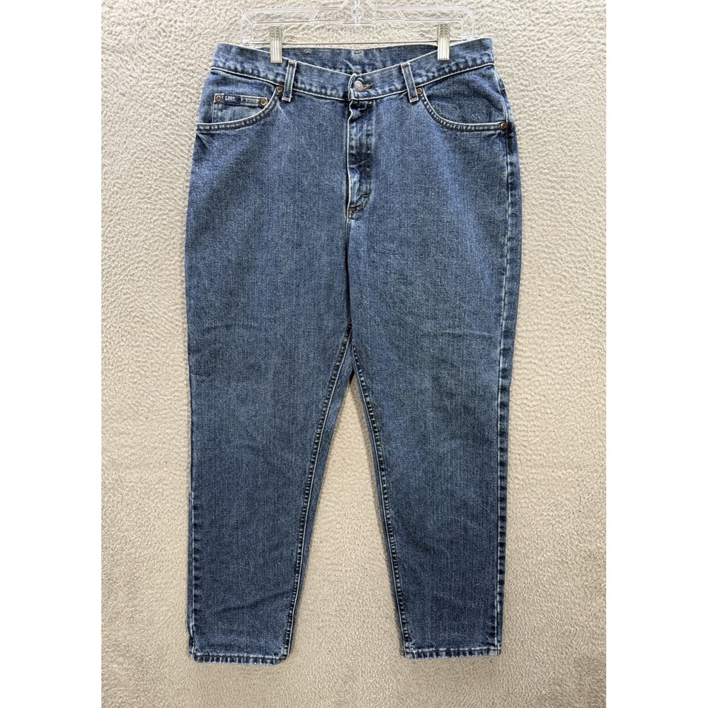 Vintage Lee Jeans Womens 18 Short Blue Denim High Rise Union Made In USA 90s